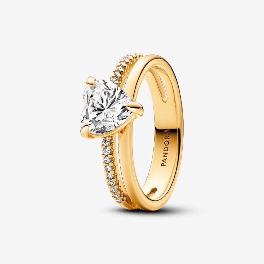 Anillo Corazón Doble Alianza Pandora